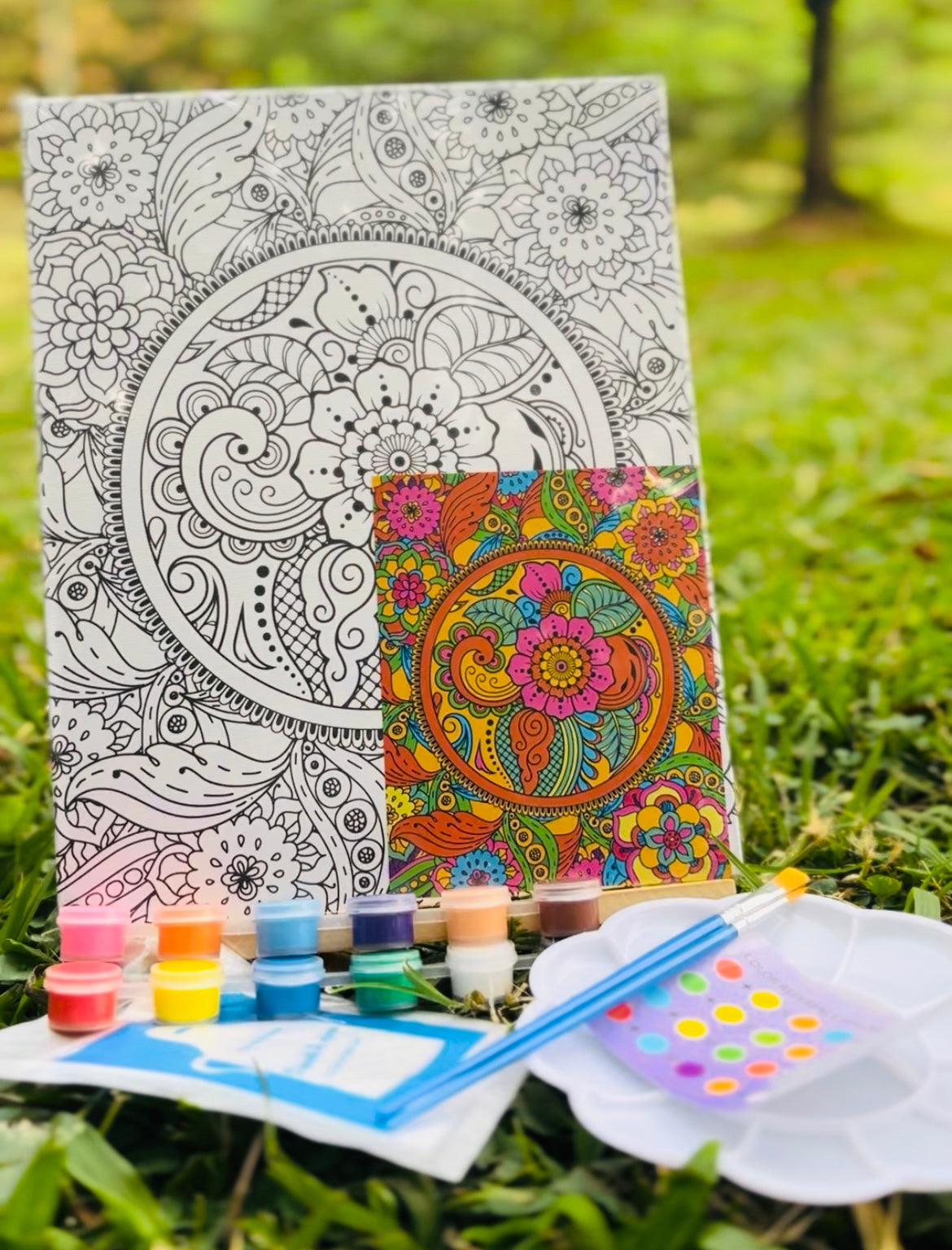 Lienzo de Mosaico de petalos y espirales